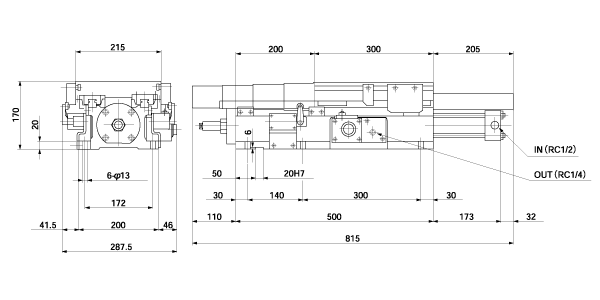 Dimensional drawing of Model MFS620