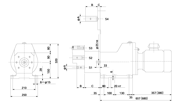 MD45 type dimension drawing