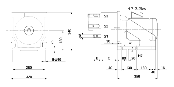 Dimension chart of MID 40 type