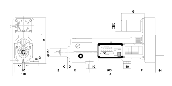 QT2 type dimension drawing